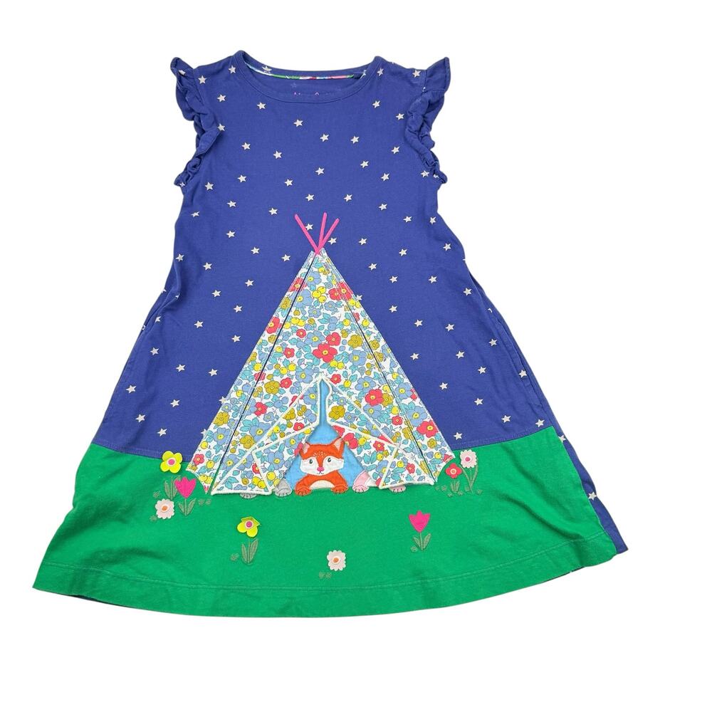 Mini Boden Blue Animals Tent Camping Dress, Size 6/7